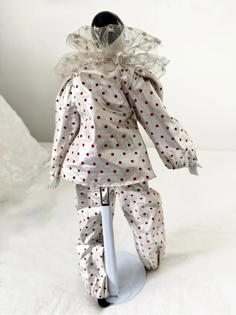 1980s Vintage French Pierrot  Clown Doll